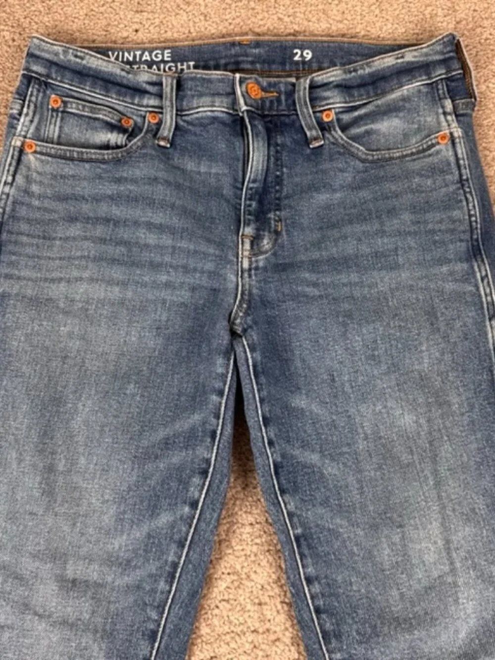 Vintage J.Crew Jeans Women's 29x27 Blue Cotton Denim Straight Slim Faded Stretch